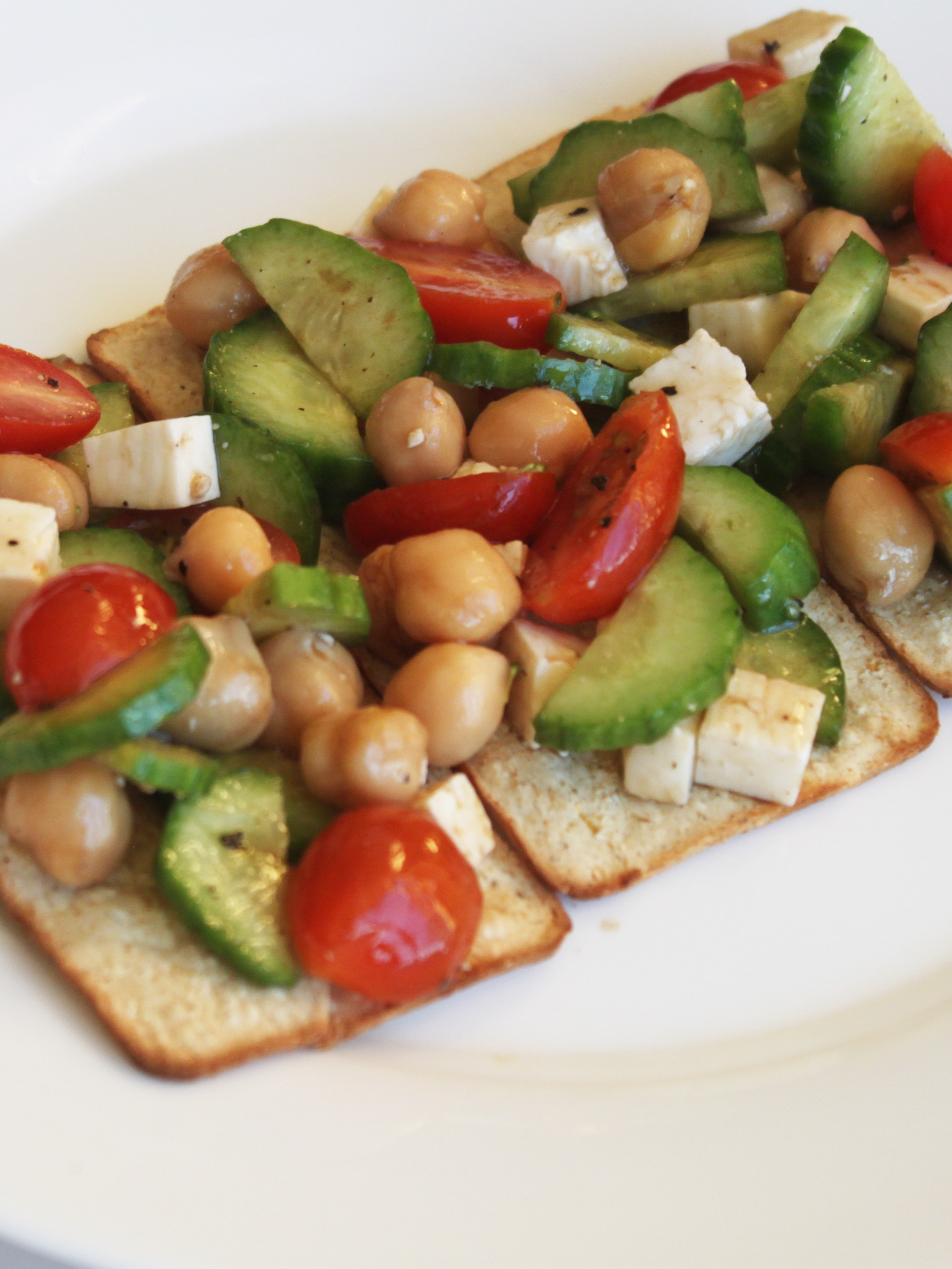 Mini Cucumber and Cherry Tomato Tostadas
